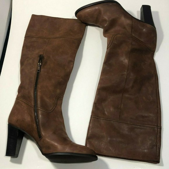 J. Crew Nottingham Leather High Heel Tall Boots 16950 Brown Size 10 Made N Italy - Picture 10 of 11